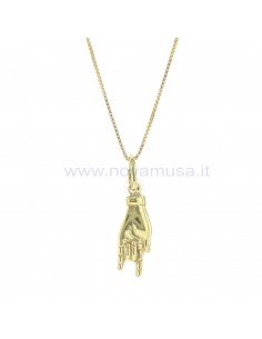 Collana veneziana con mano con corna pendente in argento 925 placcato oro giallo