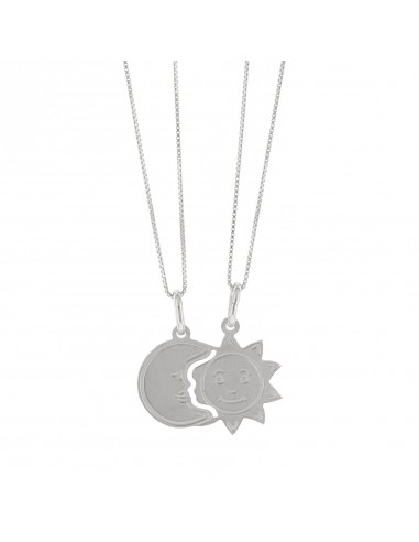 Collana con sole e luna divisibili pendenti in argento 925 placcato oro